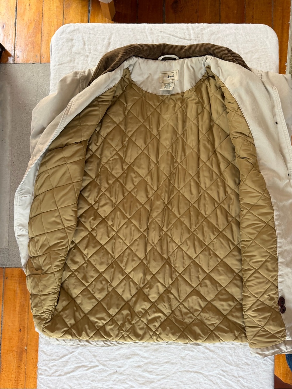 Women’s LL Bean Vintage Barn Jacket Tan Cotton Lined Size Large Regular - Picture 14 of 14